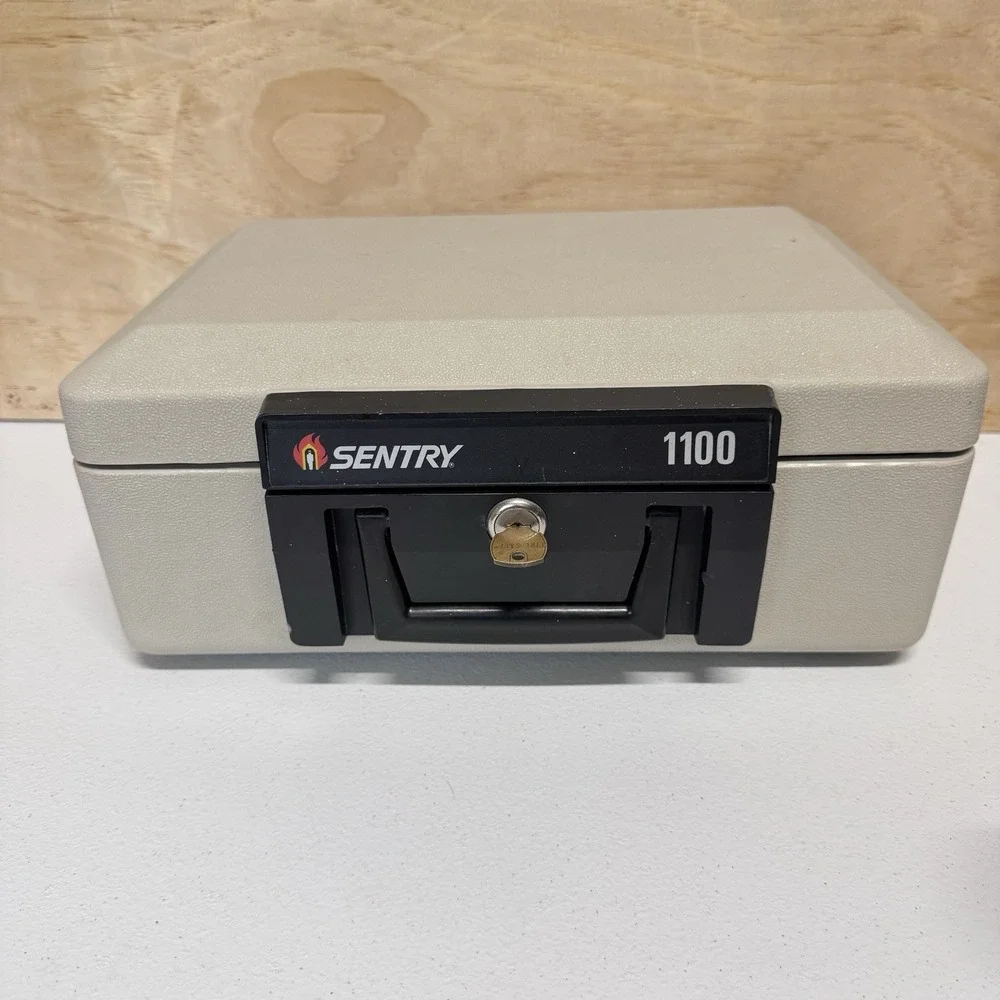 Sentry Safe 1100 Fire Proof Safe with Keys Valuables Portable Lock Box 1 key